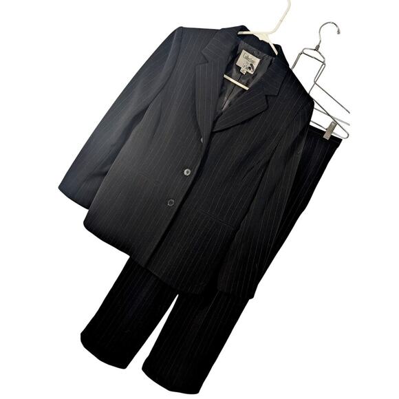 Le Suit Pants - COLLECTIONS FOR LE SUIT! BLACK W/WHITE PINSTRIPE 2 PC JACKET, PANTS SUIT! SZ 10P